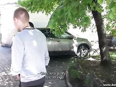 Russian makes money for her man with tight pussy