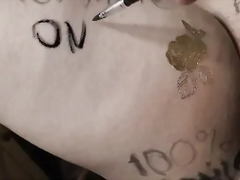 Preparing dirty body writing on wife before gangbang --RP