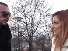 HUNT4K. Red girl likes sex for money in front of her bf
