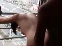 Wife fucked on open balcony